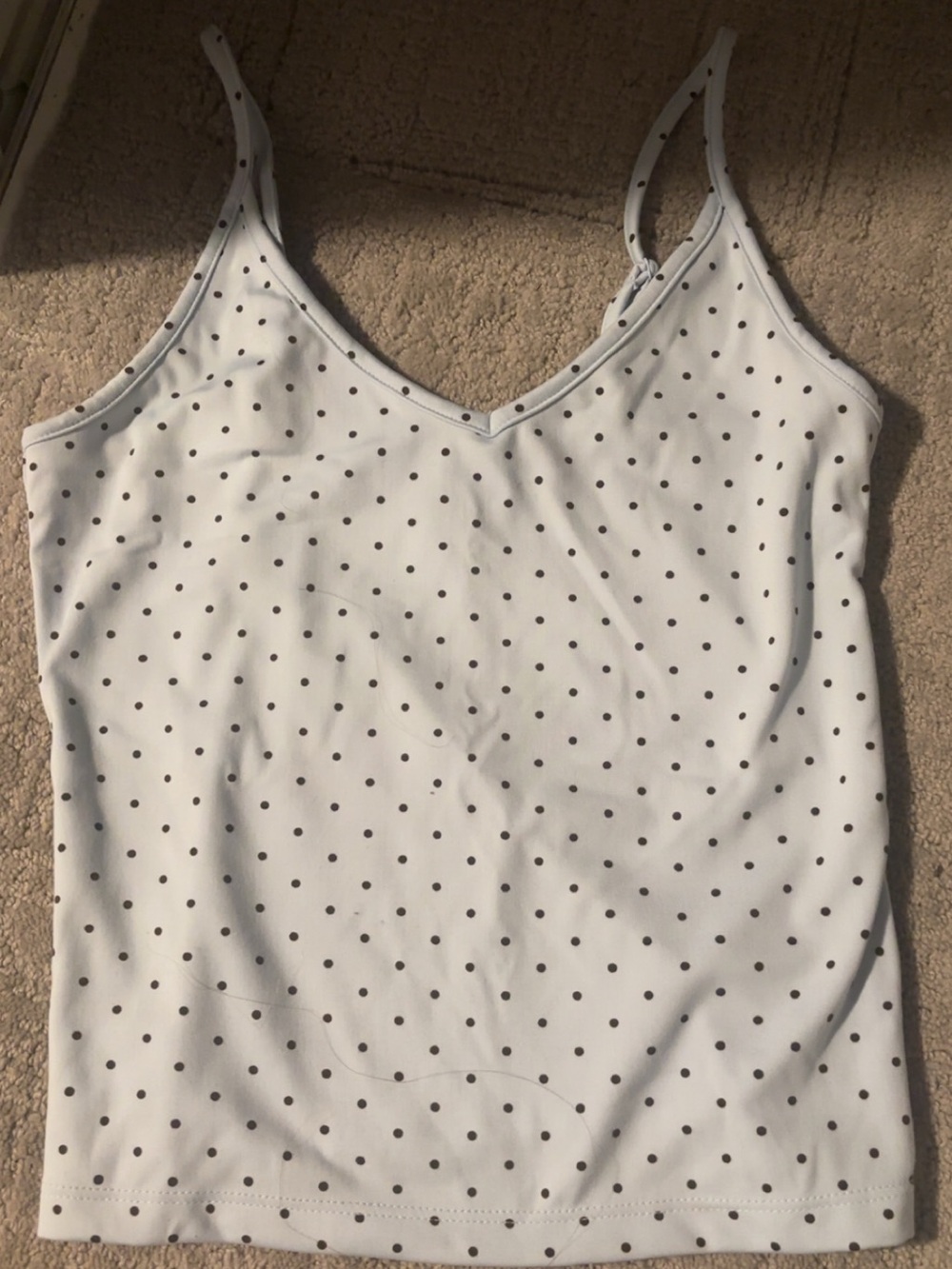 No Boundaries White Polka Dot Spaghetti Strap Cami